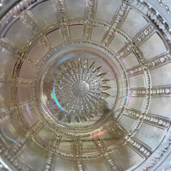 Vintage Lenox Imperial Glass Beaded Block Carnival Glass Bowl #1 Frosted - Picture 9 of 11